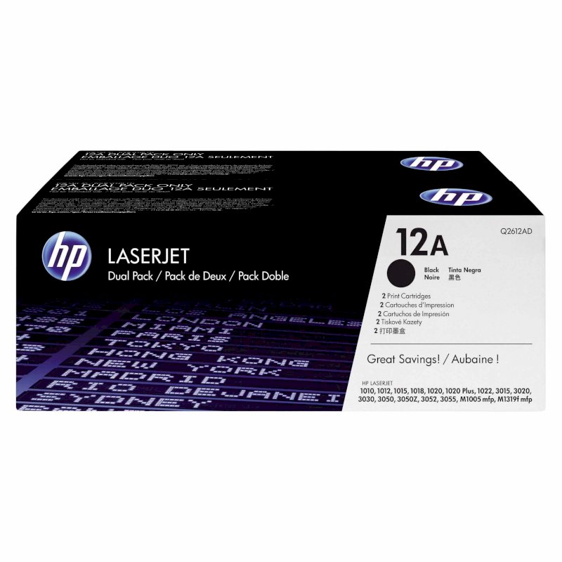 Zestaw dwóch tonerów HP 12A do LaserJet 1010/1012/1015 | 2 x 2 000  str. | black  