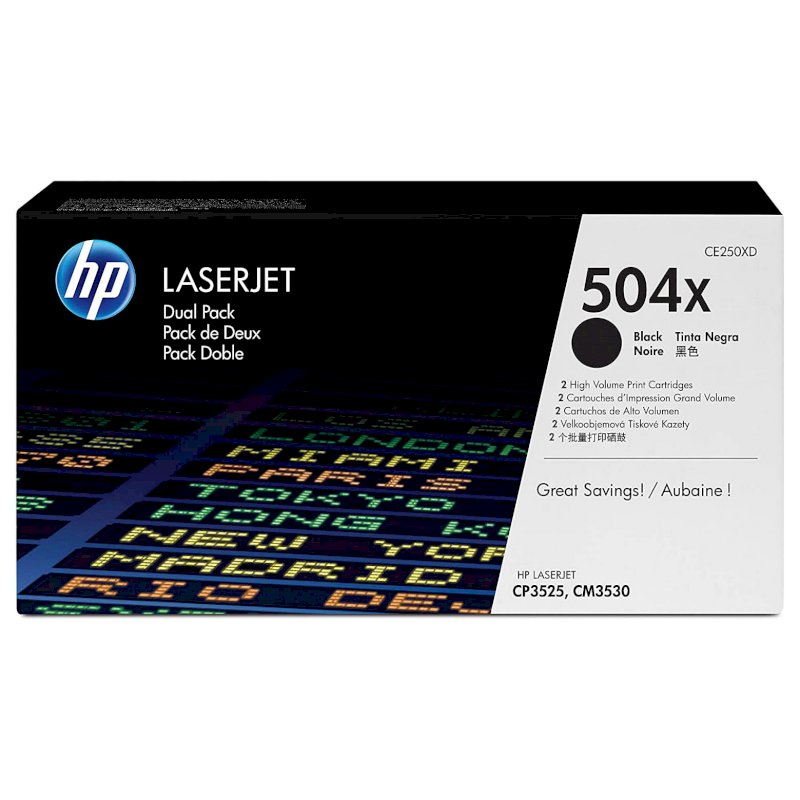 Zestaw dwóch tonerów HP 504XD do Color LaserJet 3525/3530| 2x10 500 str. | black  