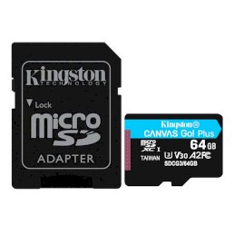 Kingston karta pamięci microSD Canvas Go Plus | 64GB + AdapterKingston karta pamięci...